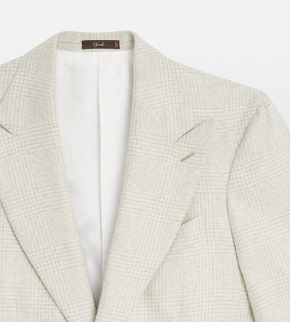 Veste en cachemire beige à motif Prince-de-Galles