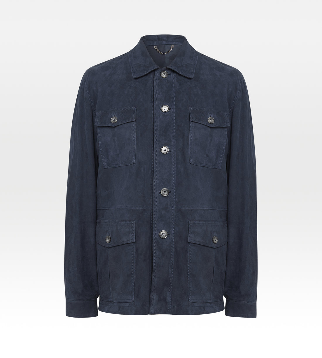 Veste saharienne en daim bleu