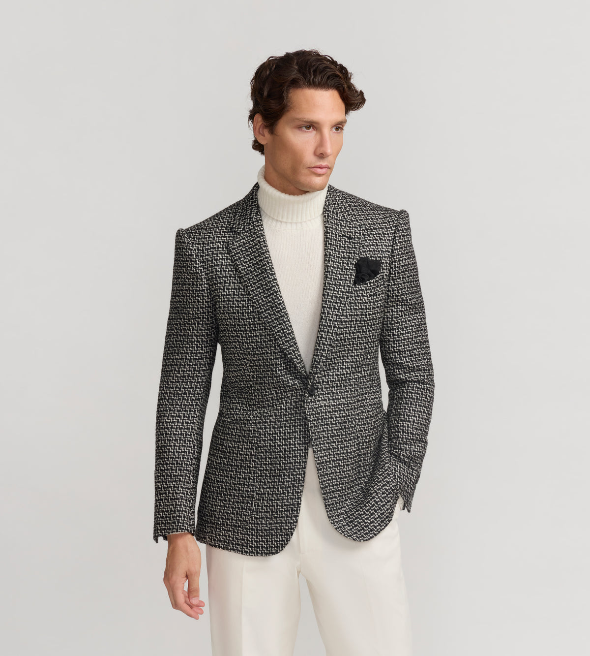 Veste en laine mélangée noir et blanc