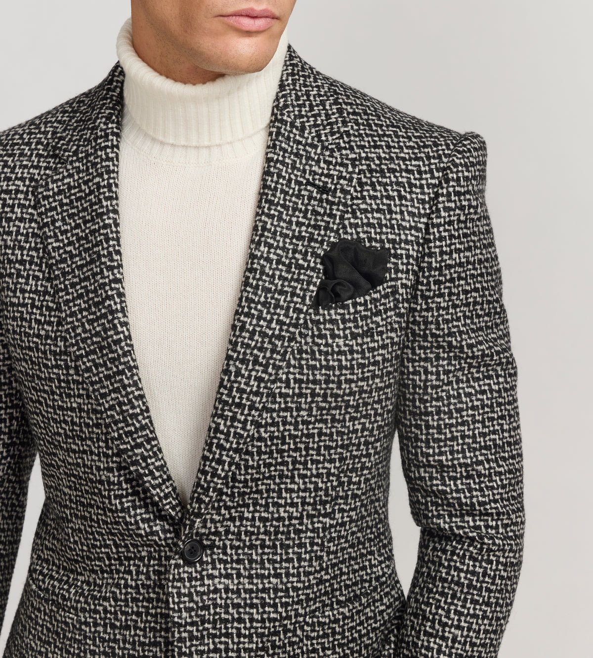 Veste en laine mélangée noir et blanc