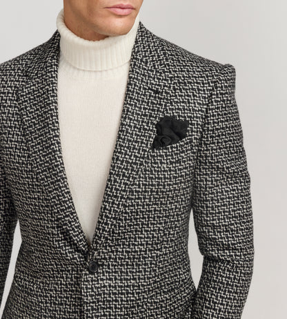 Veste en laine mélangée noir et blanc
