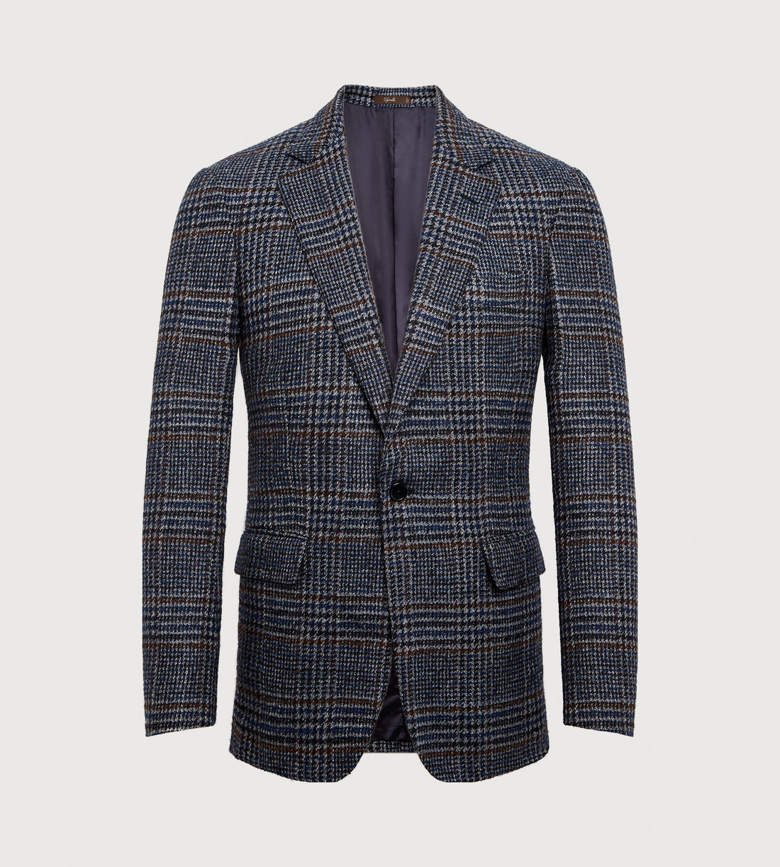 Veste en laine &amp; alpaga bleu marine à motif Prince-de-Galles