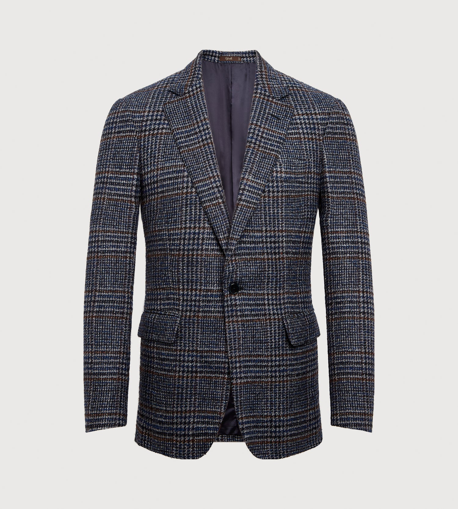 Veste en laine &amp; alpaga bleu marine à motif Prince-de-Galles