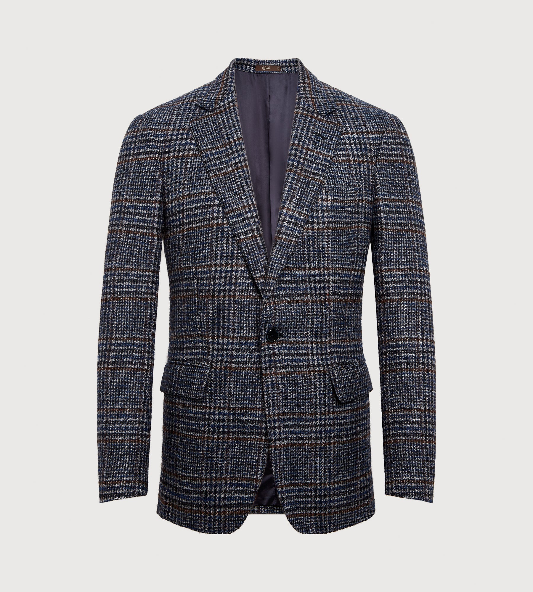 Veste en laine &amp; alpaga bleu marine à motif Prince-de-Galles