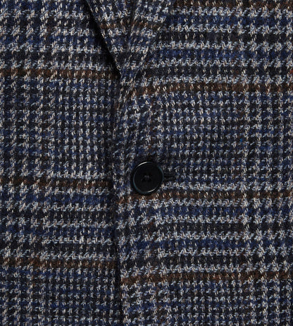 Veste en laine &amp; alpaga bleu marine à motif Prince-de-Galles