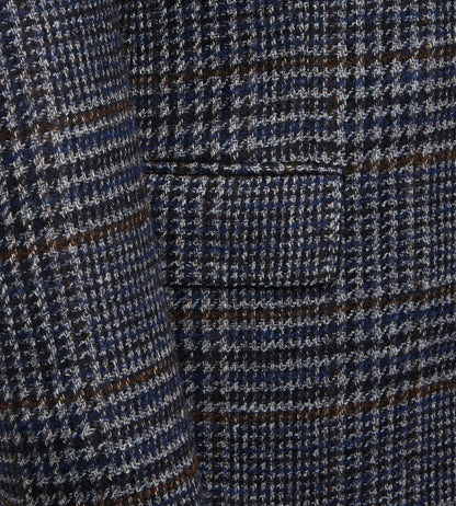 Veste en laine &amp; alpaga bleu marine à motif Prince-de-Galles