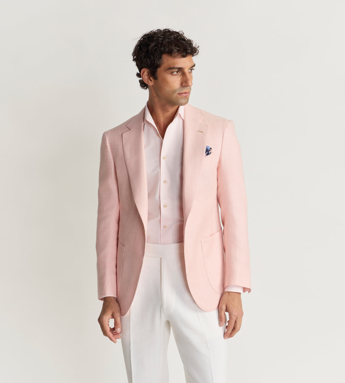 Veste rose en laine, soie &amp; lin