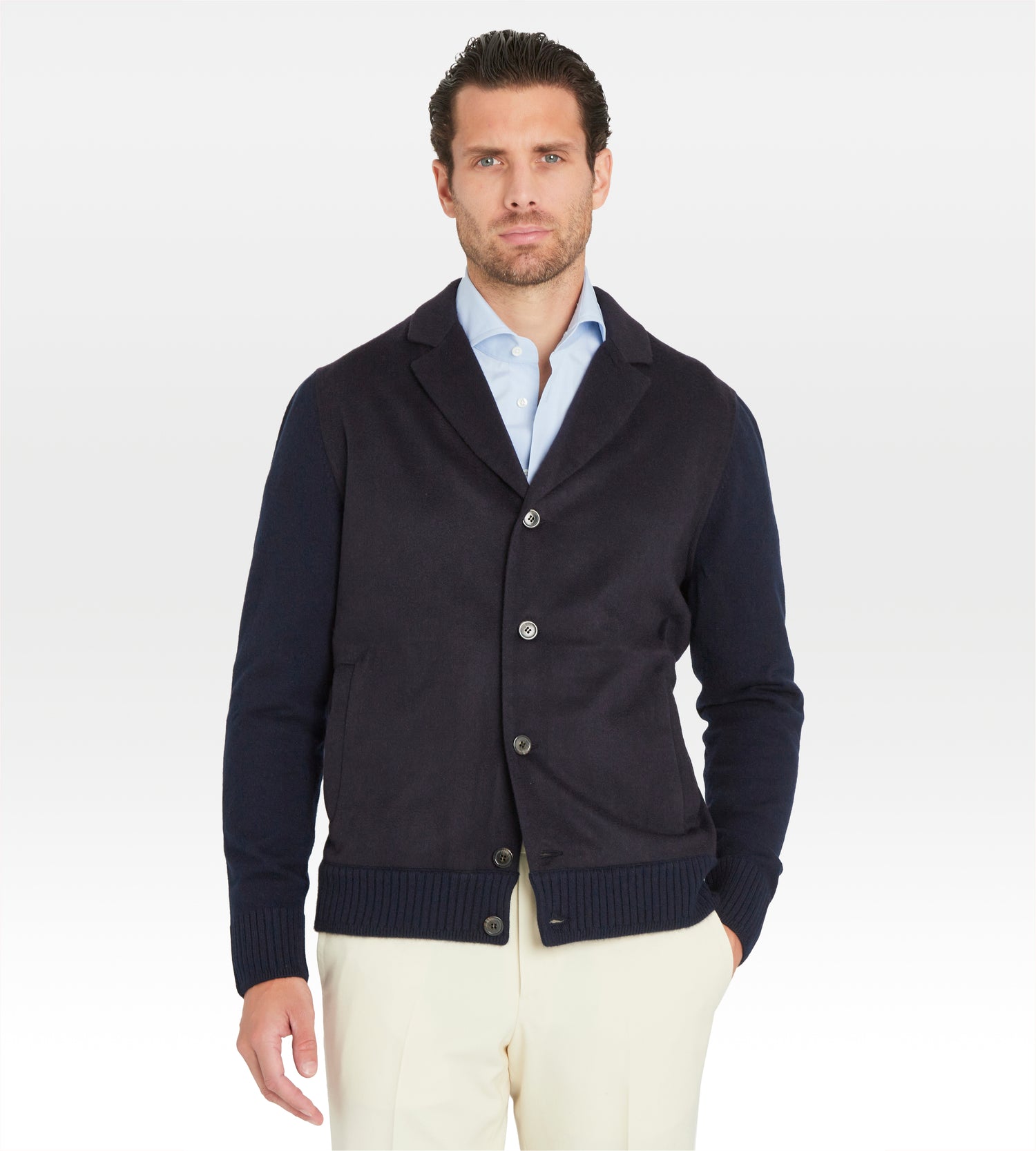 Cardigan bleu marine en cachemire