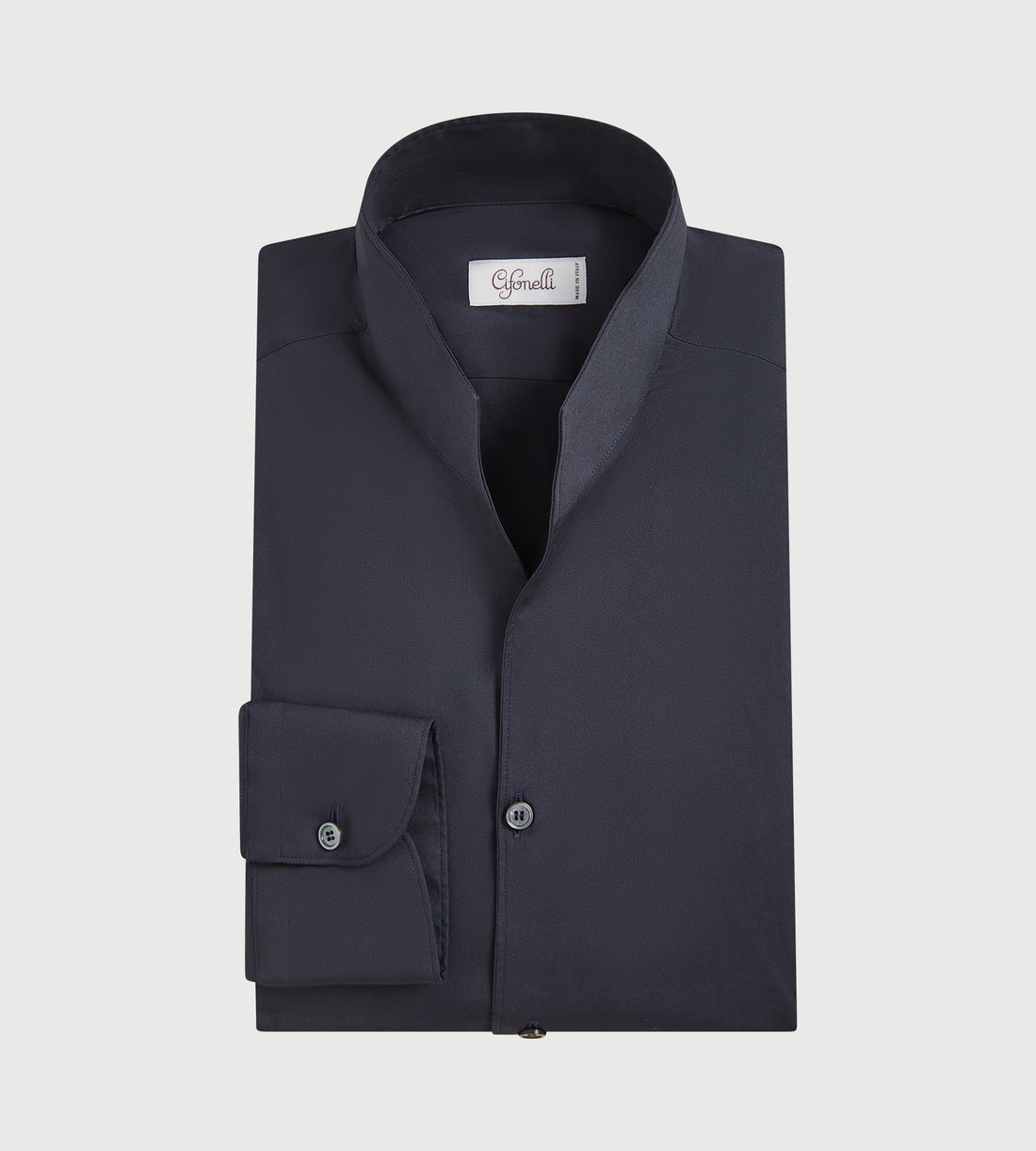 Chemise bleu foncé à col indien