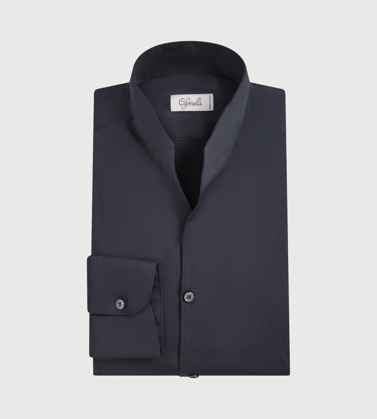 Chemise bleu foncé à col indien