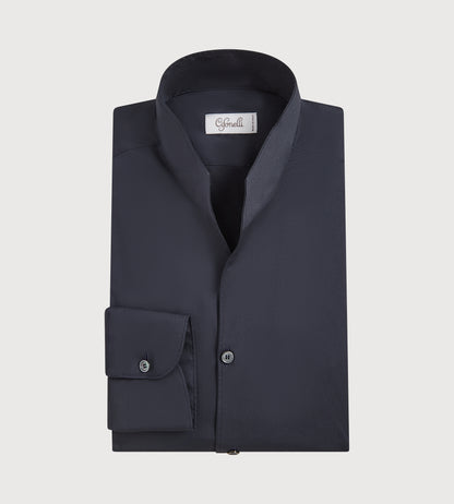 Chemise bleu foncé à col indien