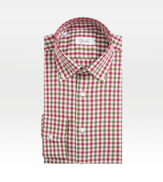 Chemise à carreaux rouge, vert et blanc