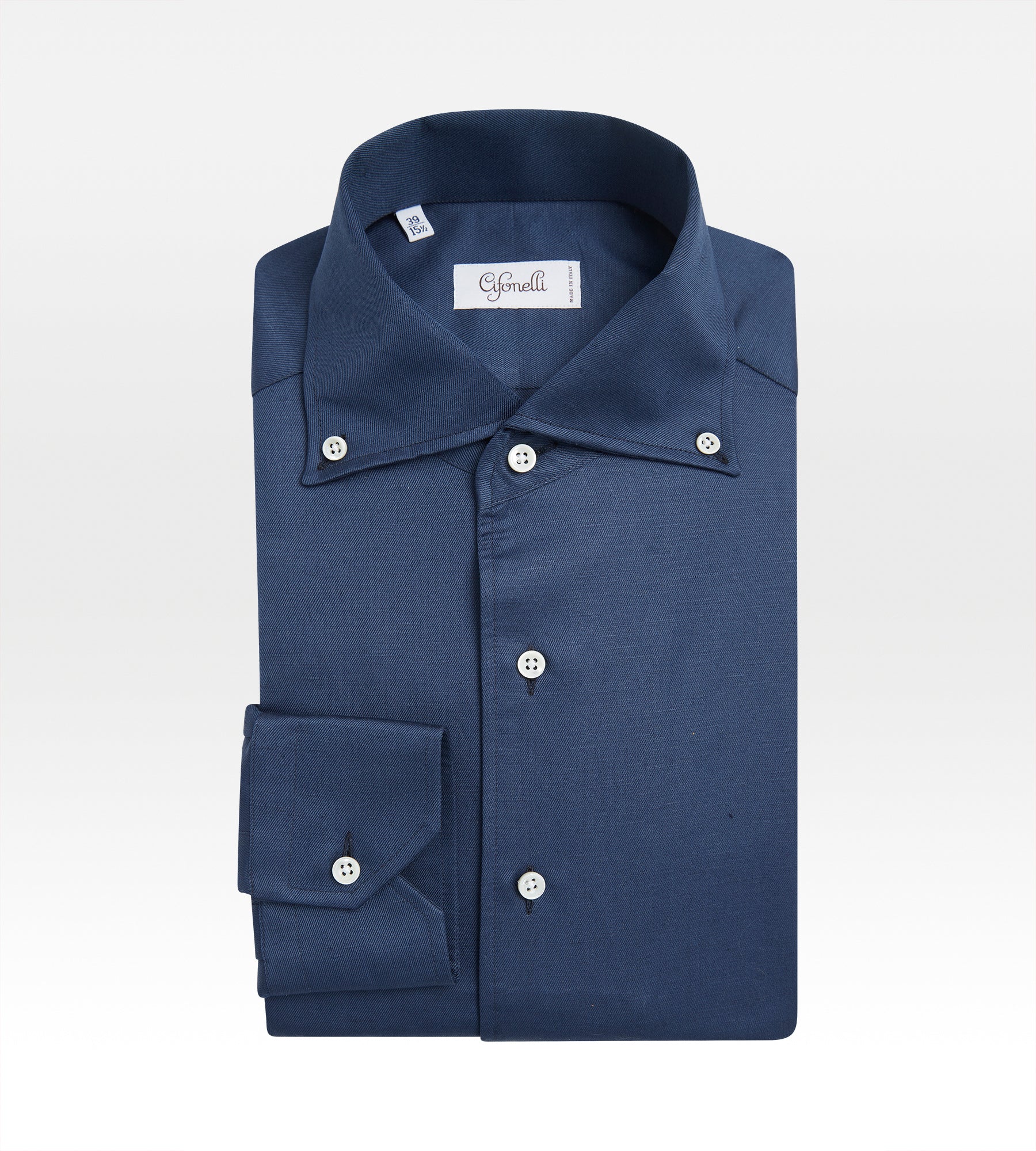 Chemise bleu marine en lin &amp; coton