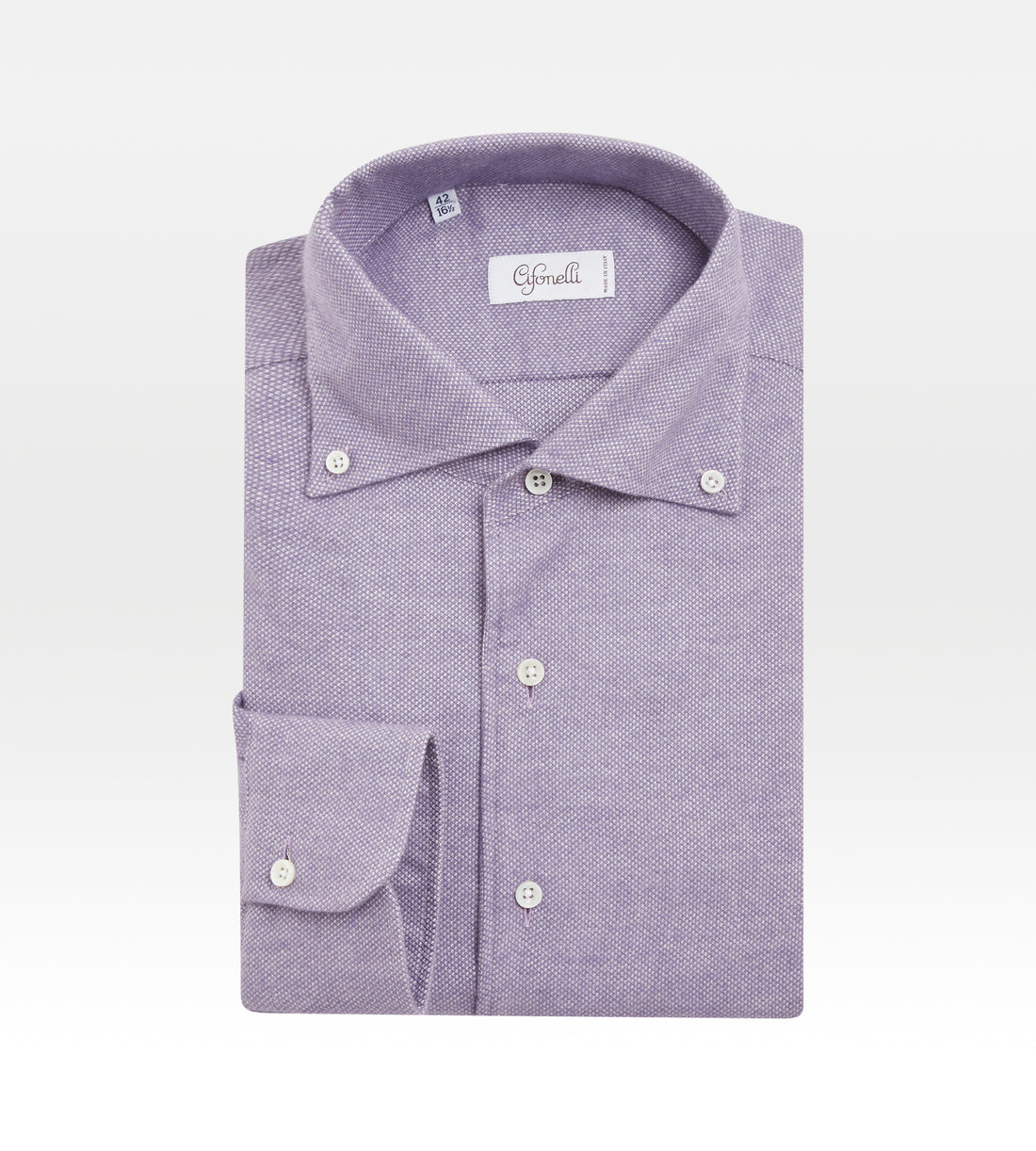 Chemise violette à surpiqûres blanches en coton