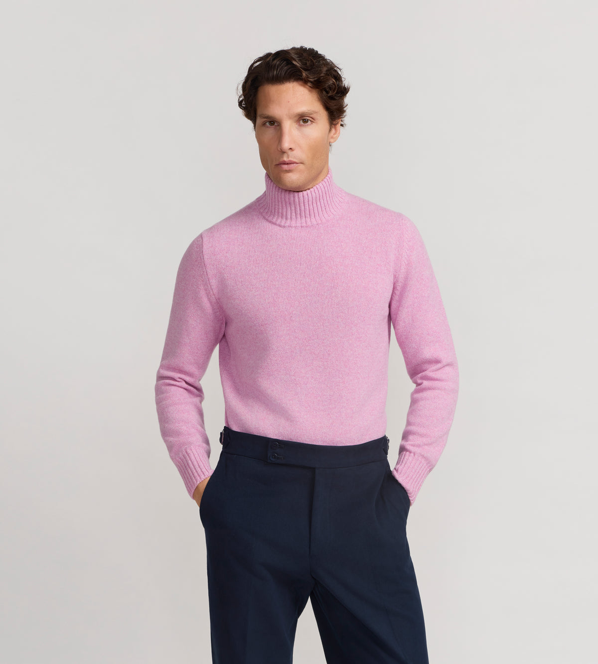 Maille à col dolce vita en cachemire rose