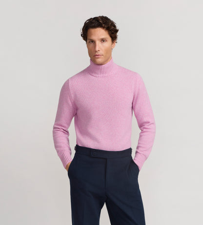Maille à col dolce vita en cachemire rose