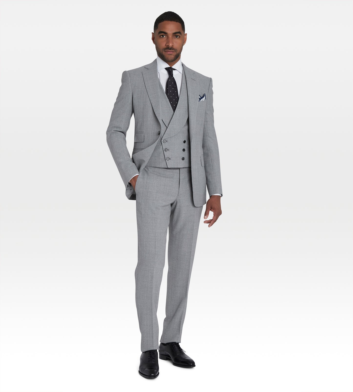 Costume 2 Pièces Ajusté Rayé - Gris Clair Costume 2 Pièces Ajusté Rayé - Gris Clair