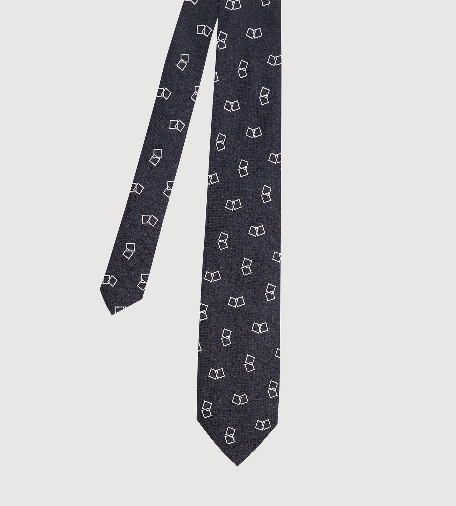 Cravate en soie bleu à double carreaux