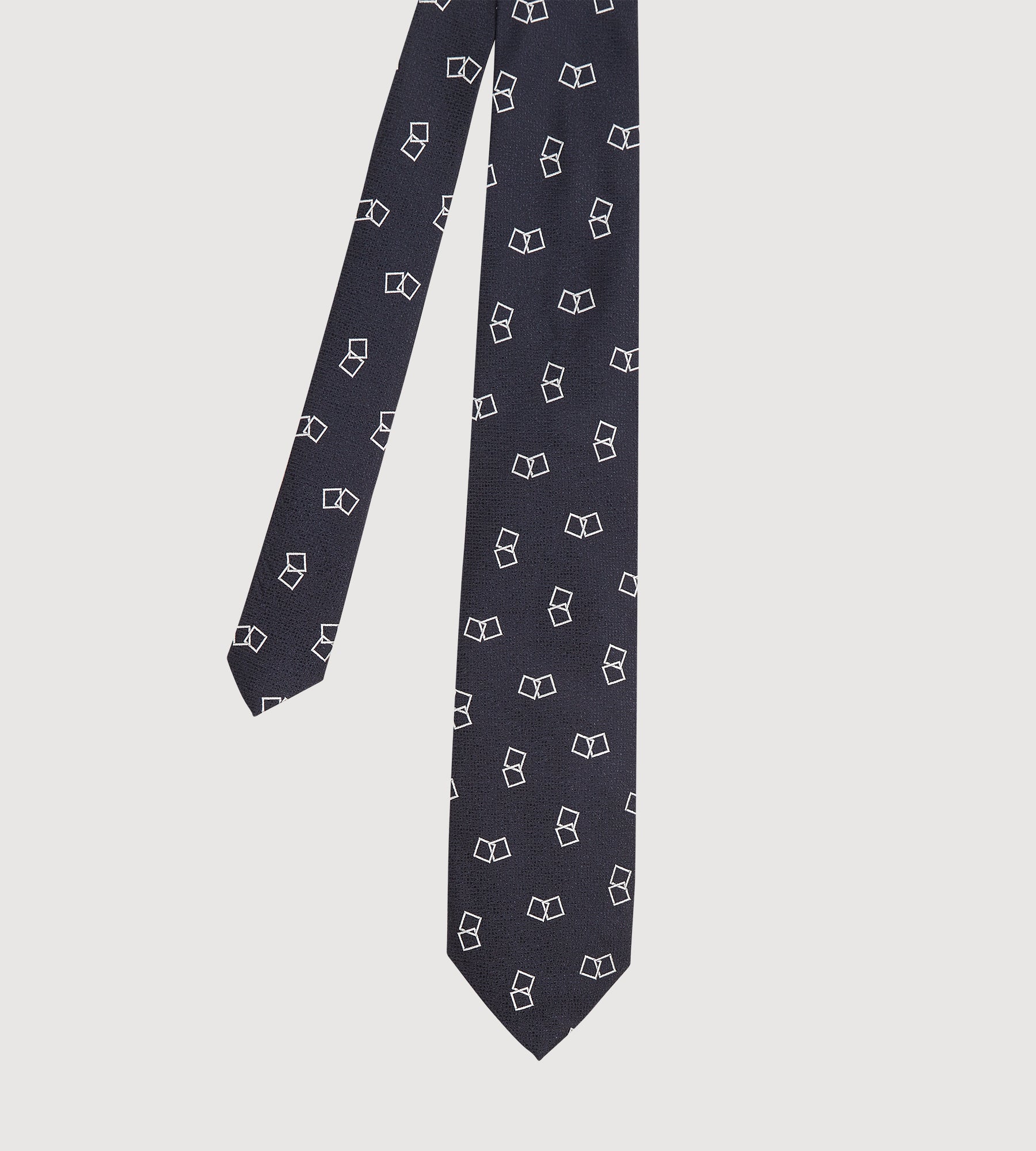 Cravate en soie bleu à double carreaux