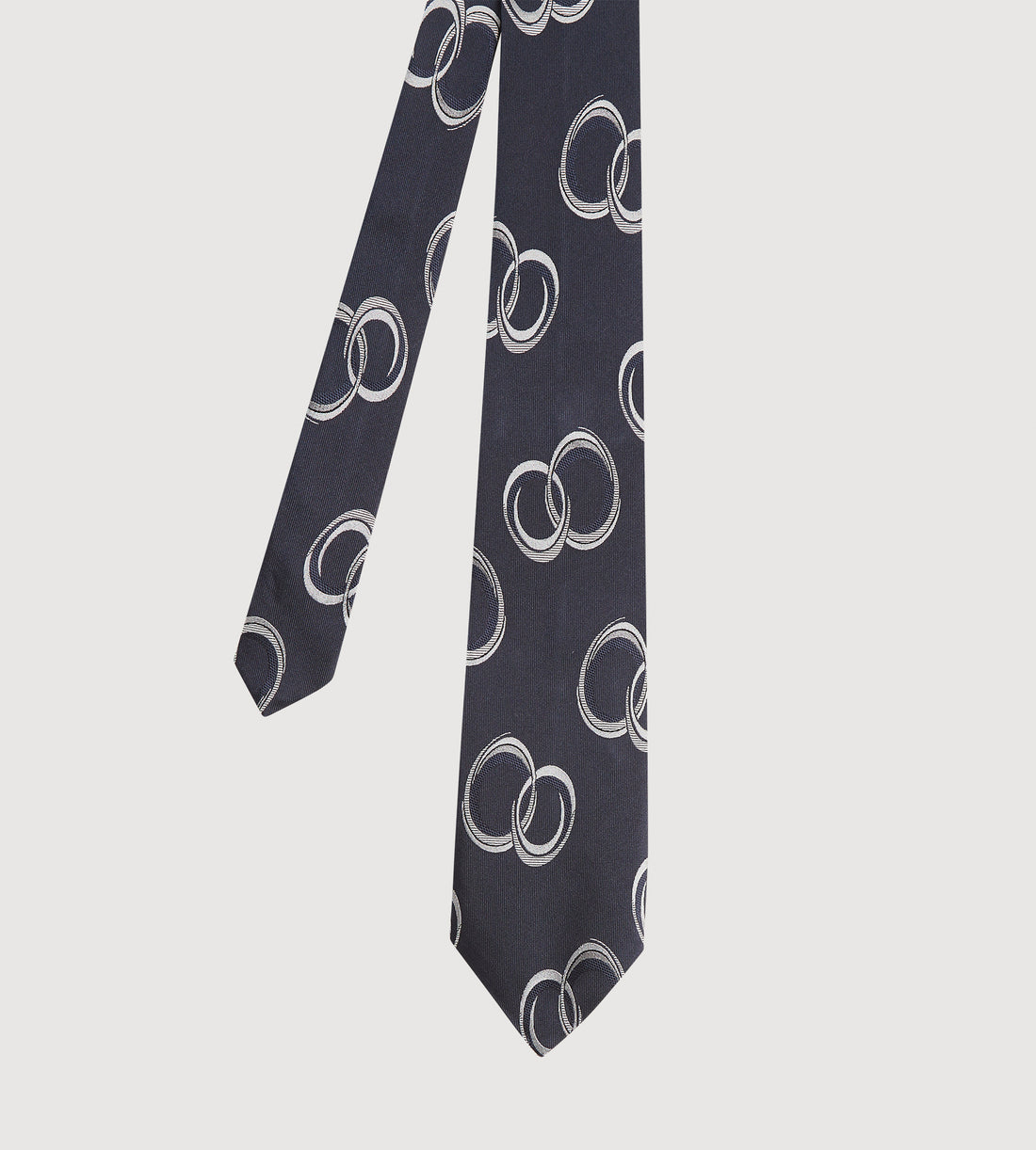 Cravate en soie bleu à boucles