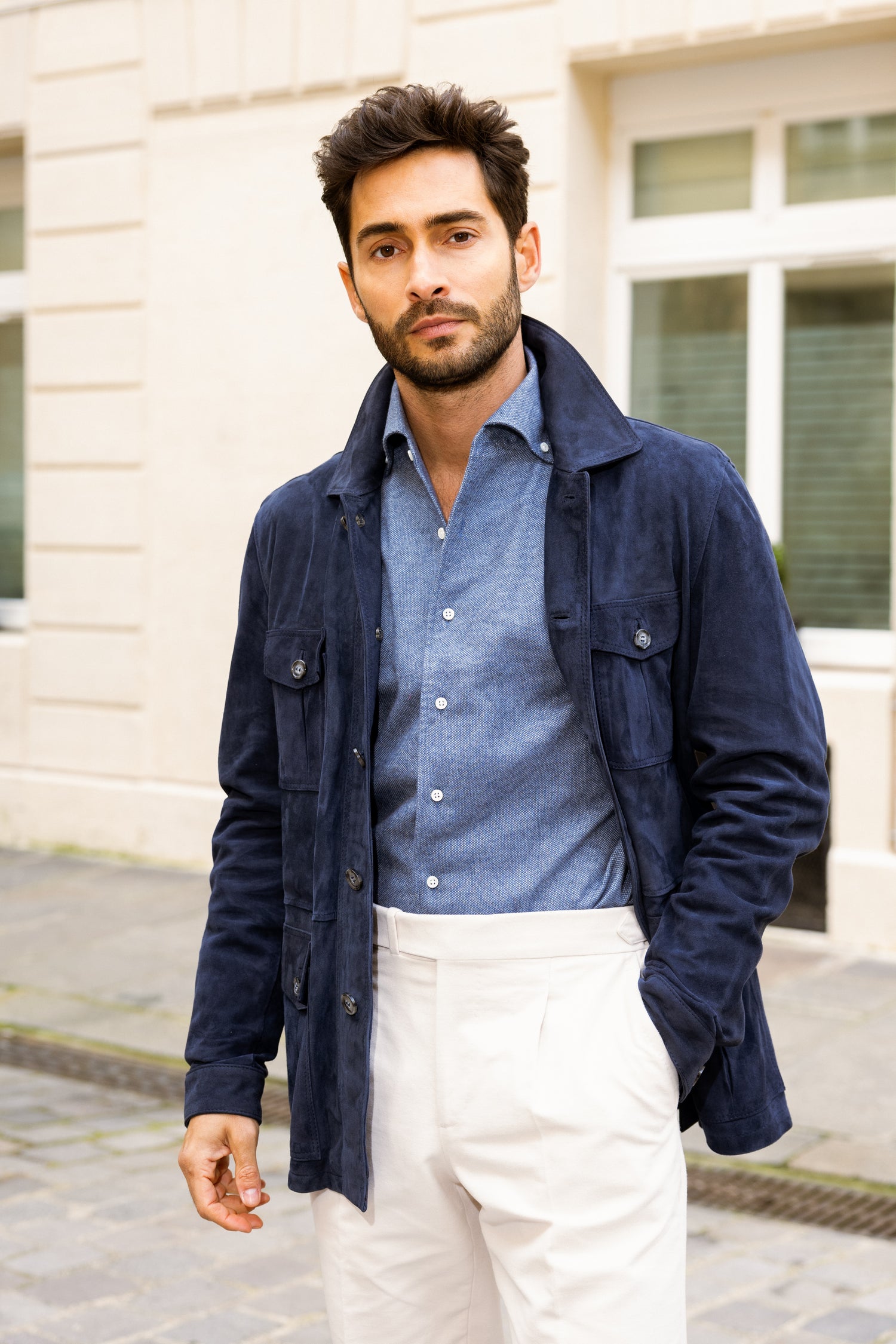 Veste Daim Bleu Homme Blouson Daim Bleu Homme Veste Saharienne En