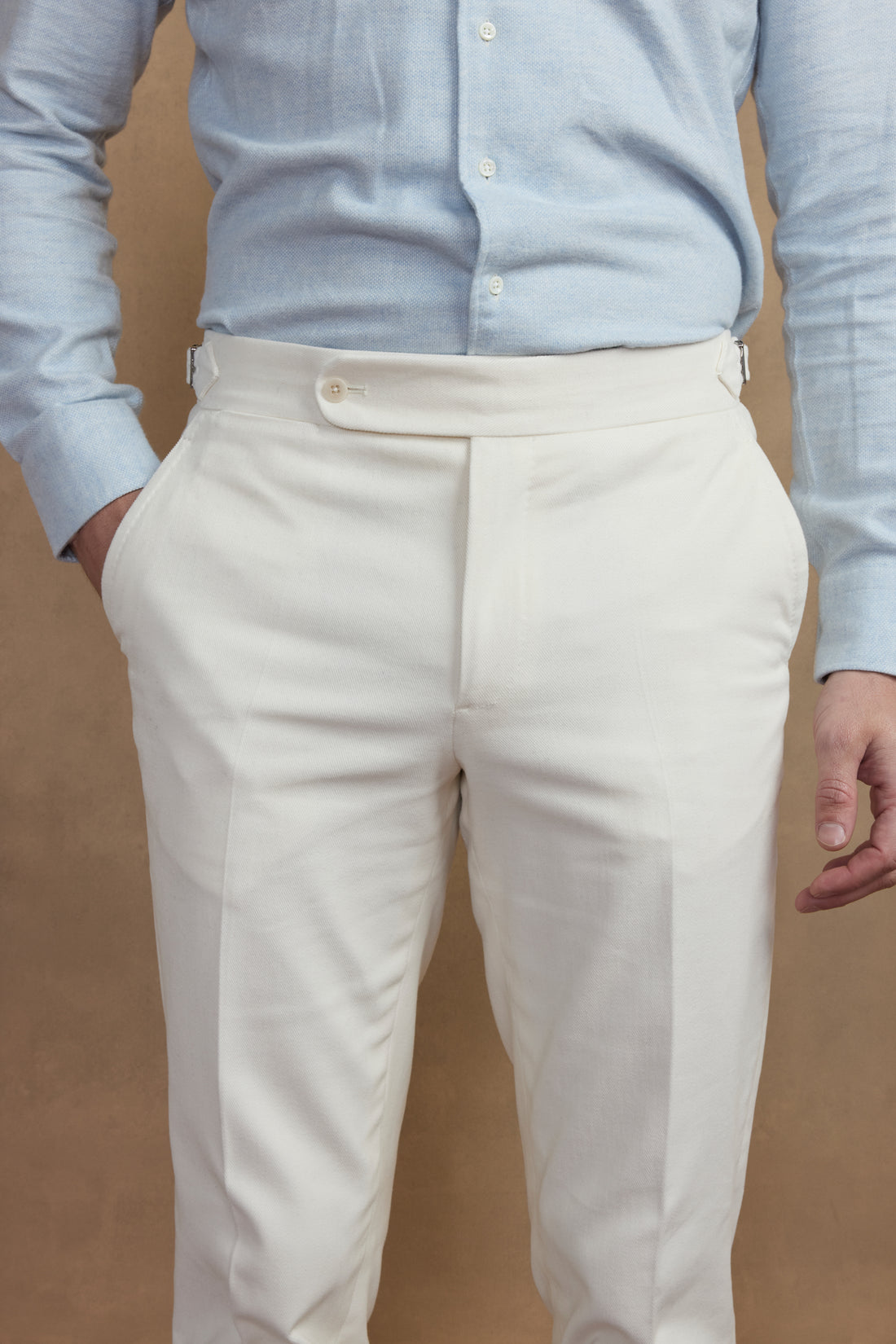 Pantalon crème en coton & laine