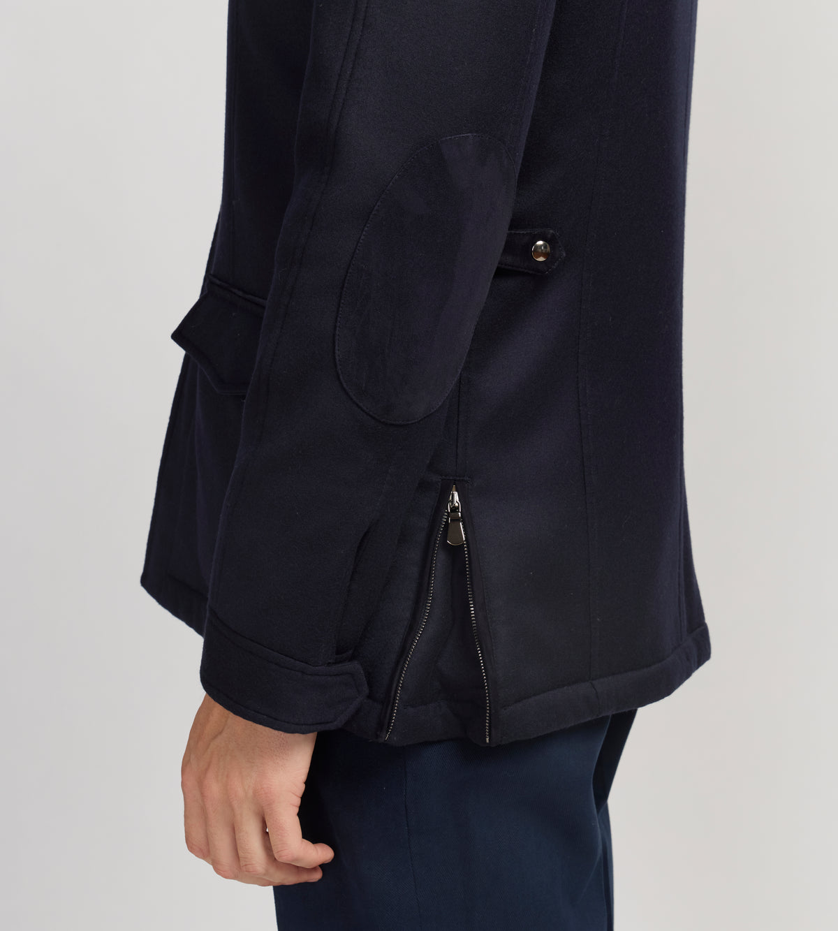 Parka bleu marine en laine déperlante
