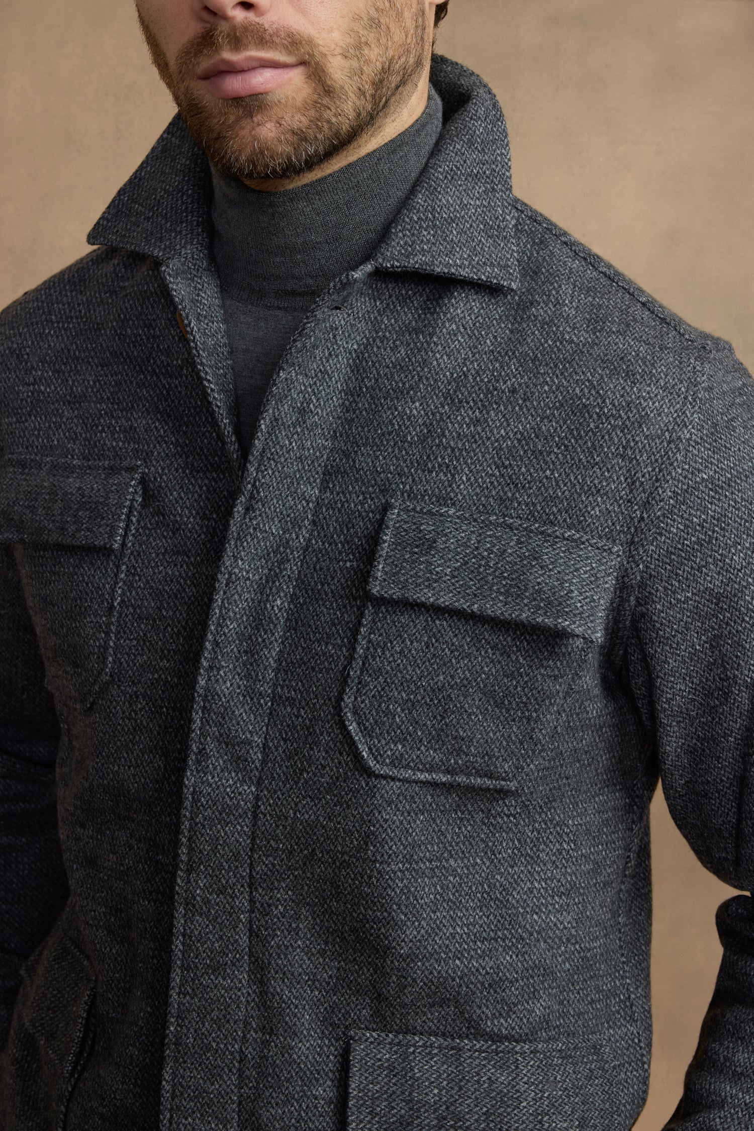 Thick grey wool overshirt