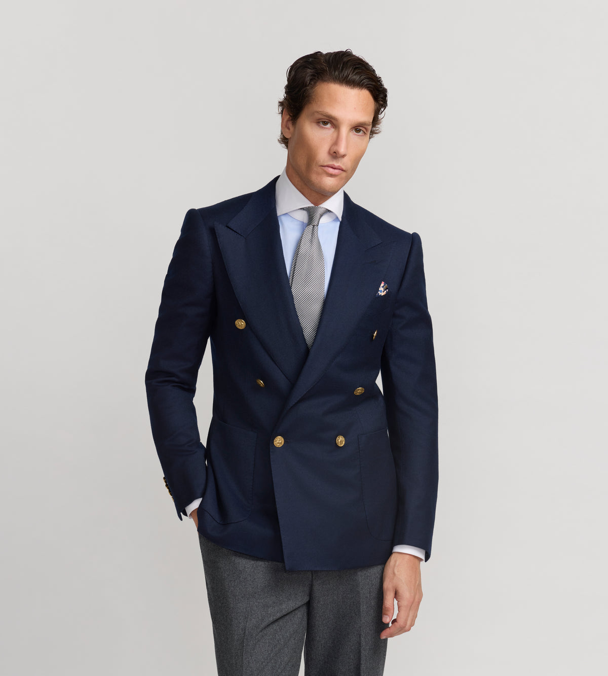 Veste 6x1 en laine vierge bleu marine