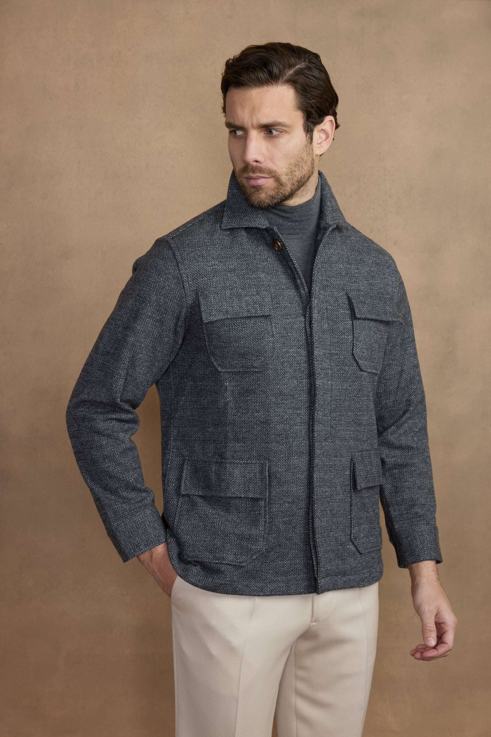 Thick grey wool overshirt