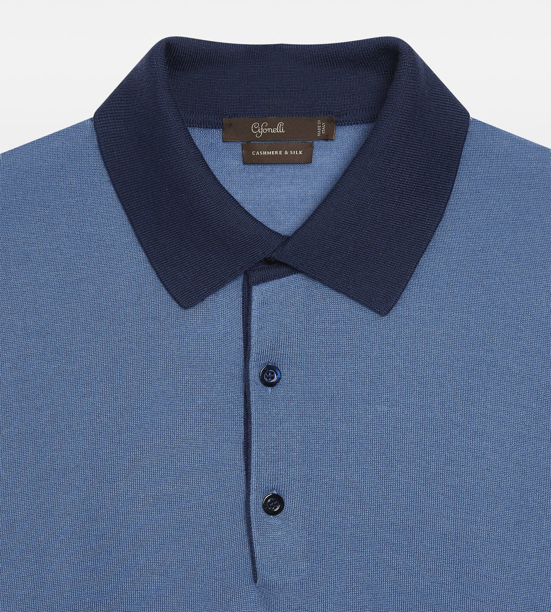 Polo en cachemire &amp; soie bleu