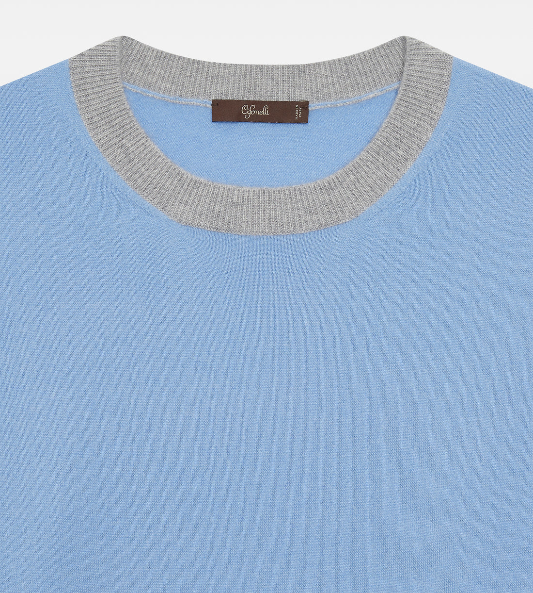 Pull bleu ciel en cachemire à col rond