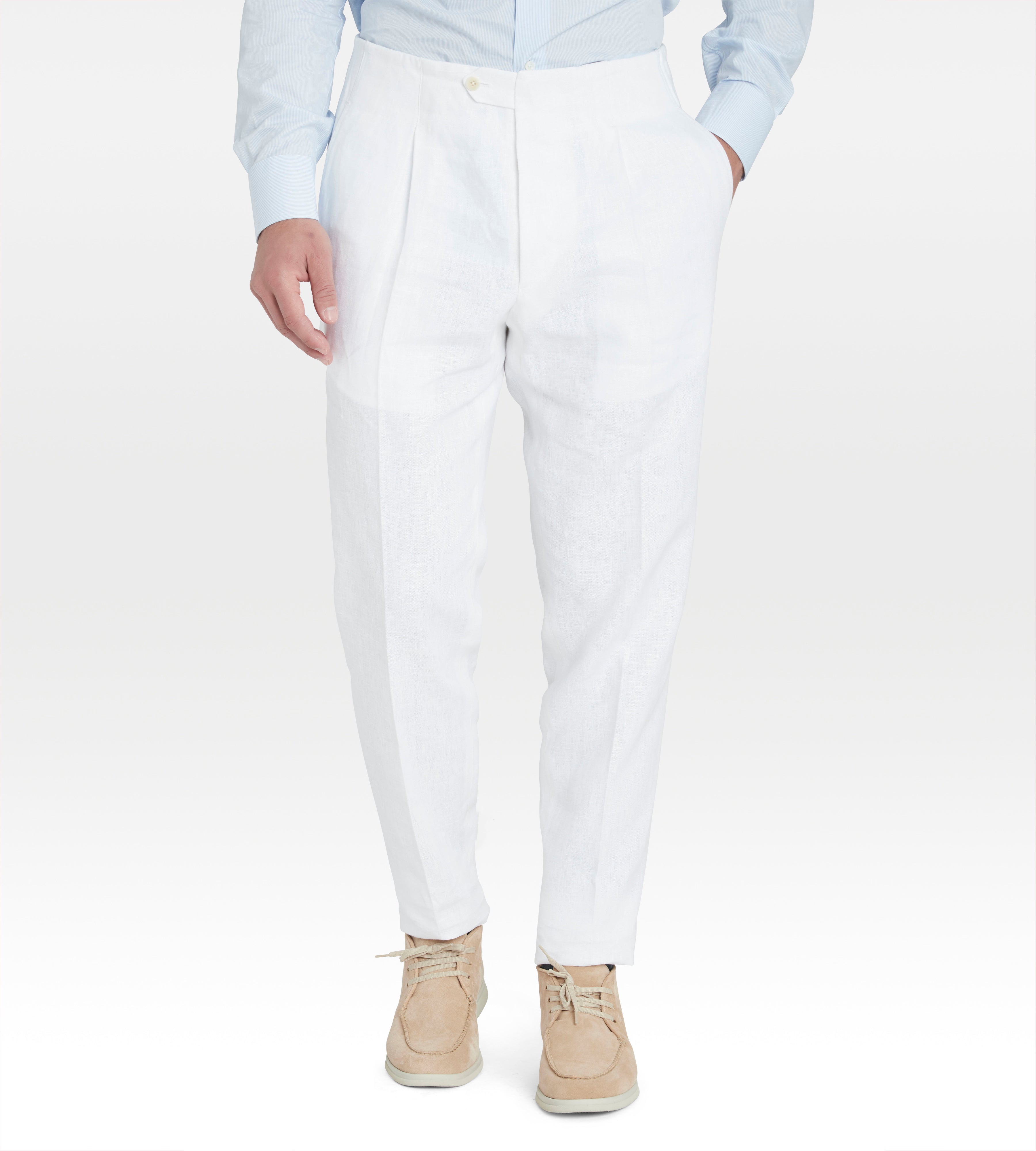 Pantalon sartorial en lin blanc