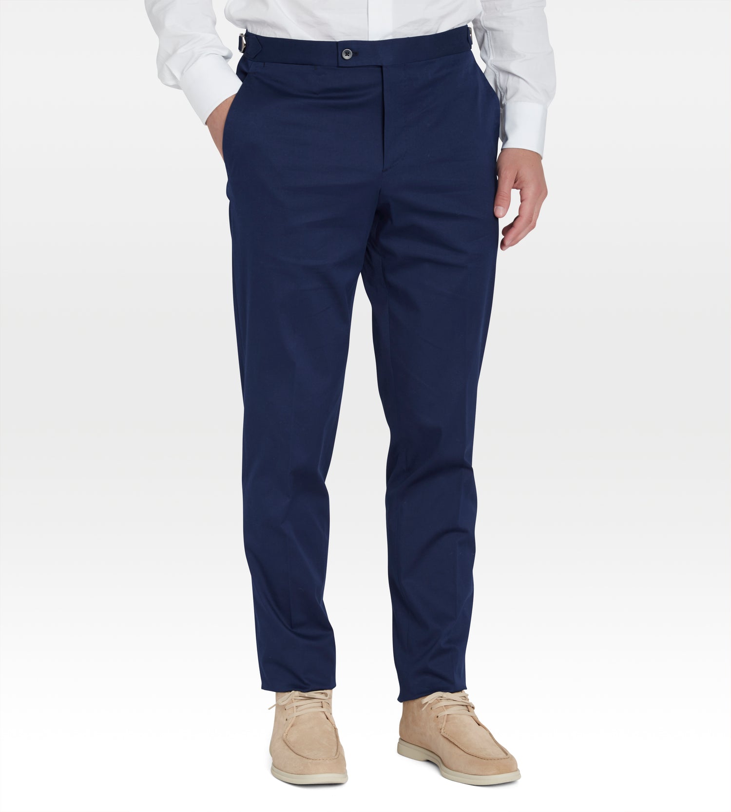 Pantalon classique en coton bleu marine
