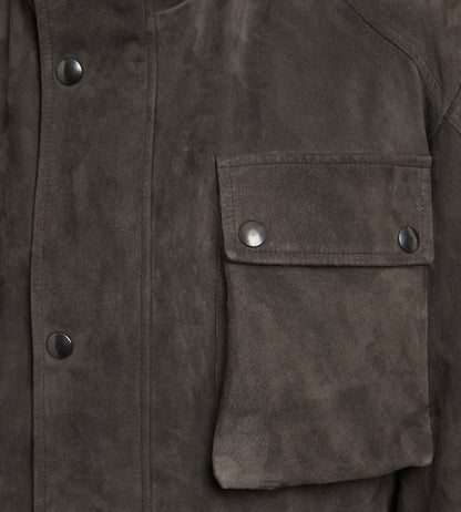 Veste saharienne en cuir marron