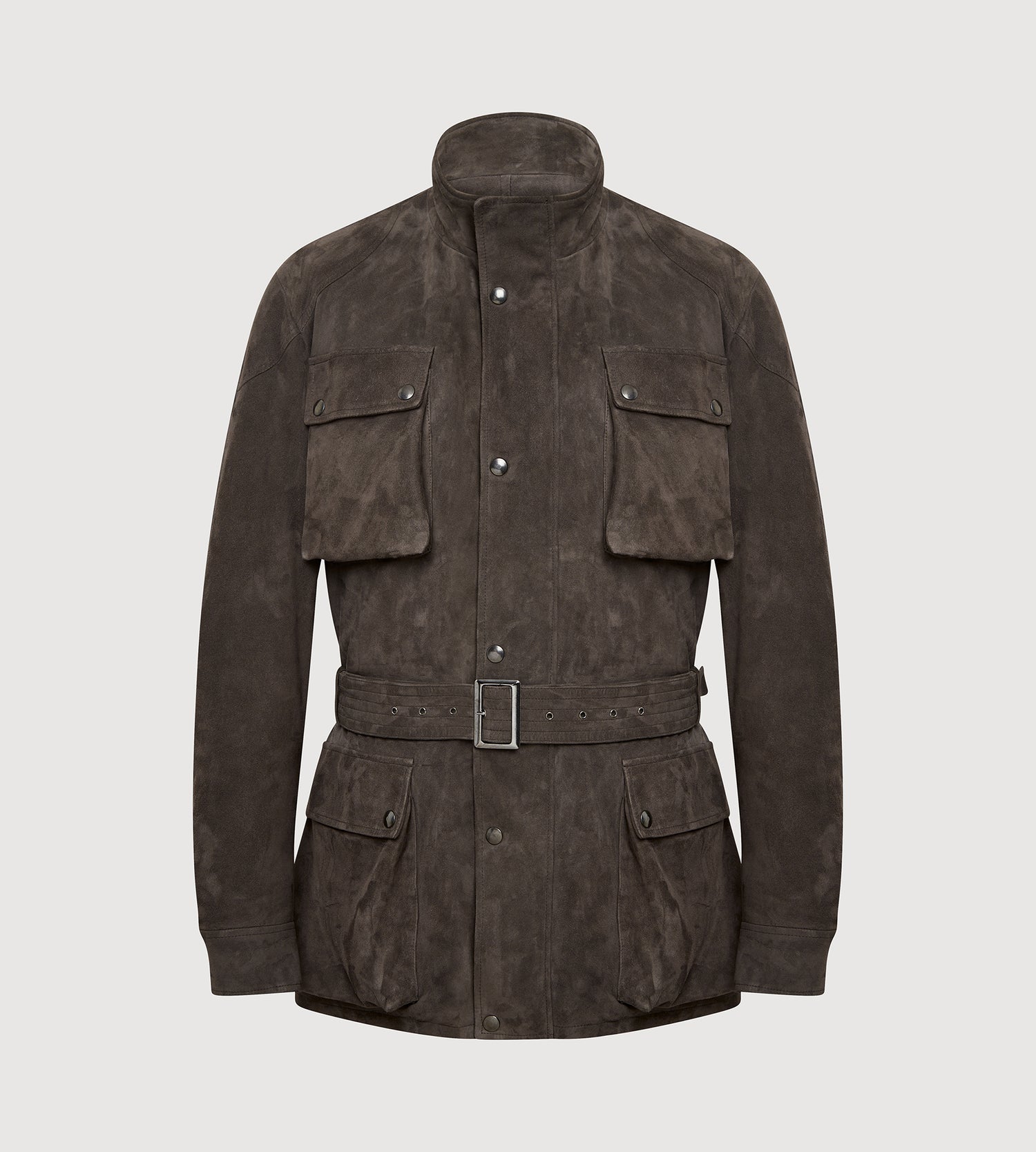 Veste saharienne en cuir marron