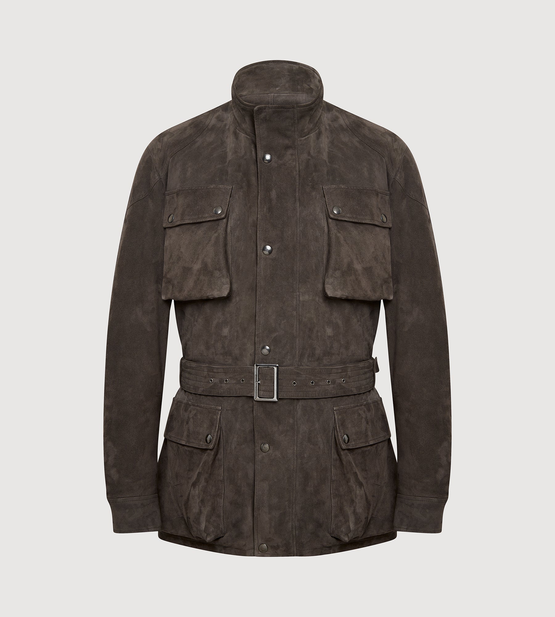 Veste saharienne en cuir marron