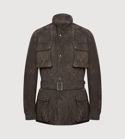 Veste saharienne en cuir marron