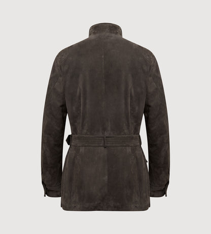 Veste saharienne en cuir marron