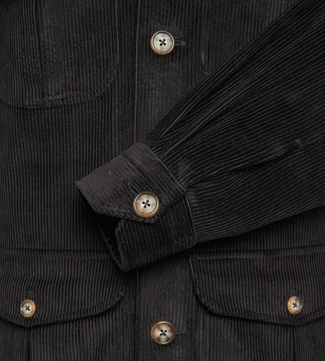 Sur-chemise en velours côtelé noir