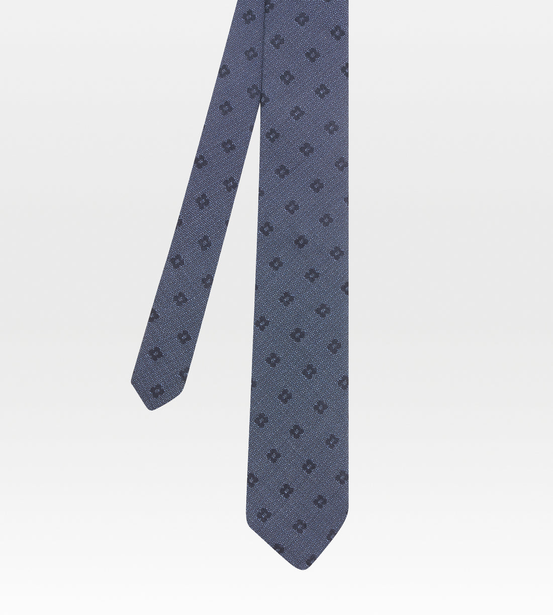 Navy blue silk tie with flowers