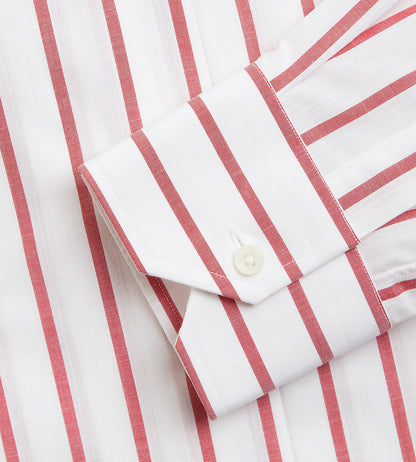 Chemise rayée blanche &amp; rouge en coton