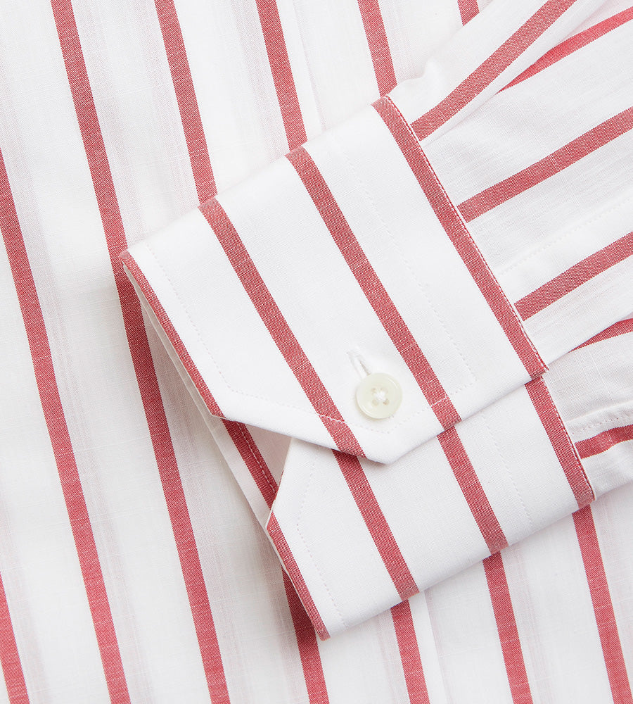 Chemise rayée blanche & rouge en coton