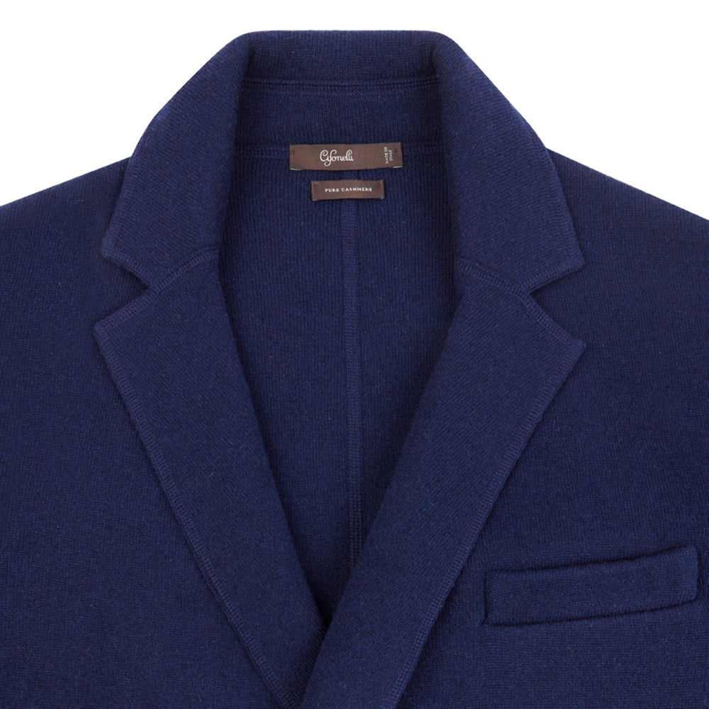 Cardigan croisé bleu marine en cachemire