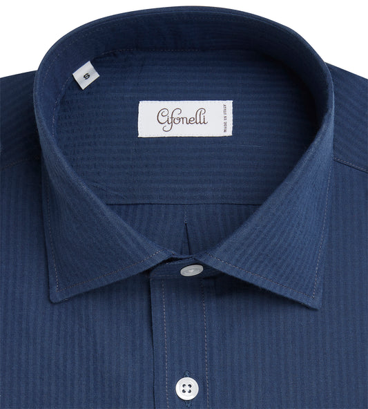 Chemise bleue type saharienne en seersucker