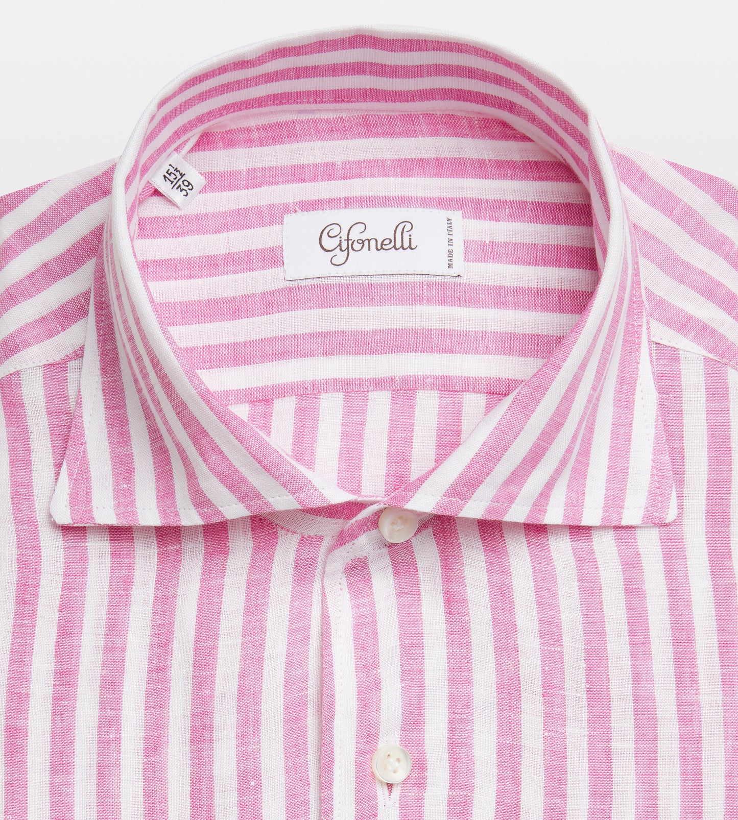 Chemise rayée rose et blanche en lin