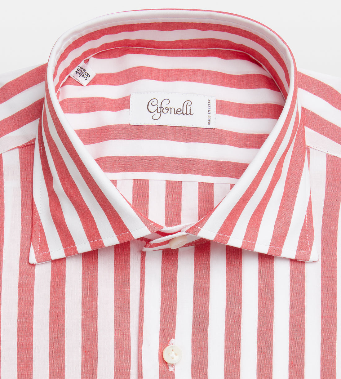 White & red cotton striped shirt