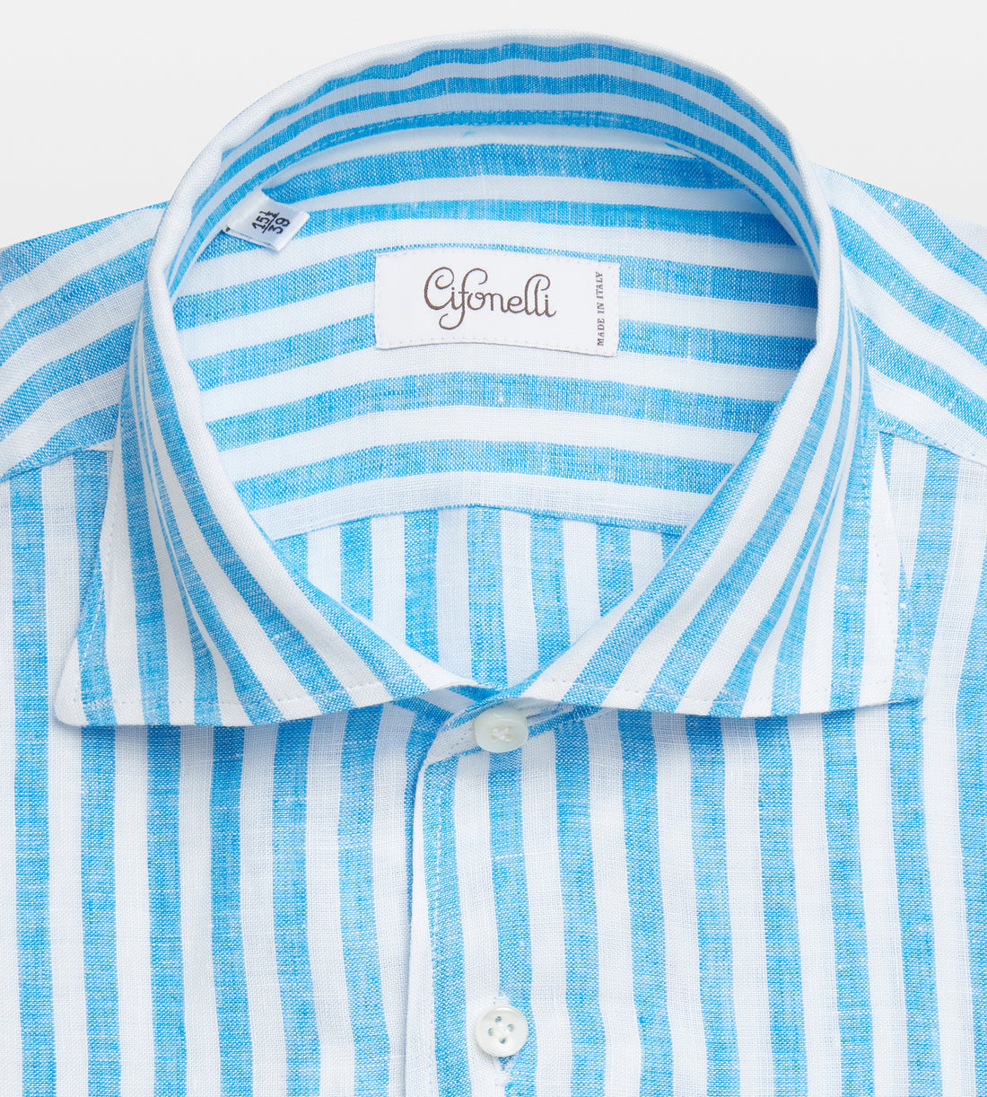 Light blue and white striped linen shirt