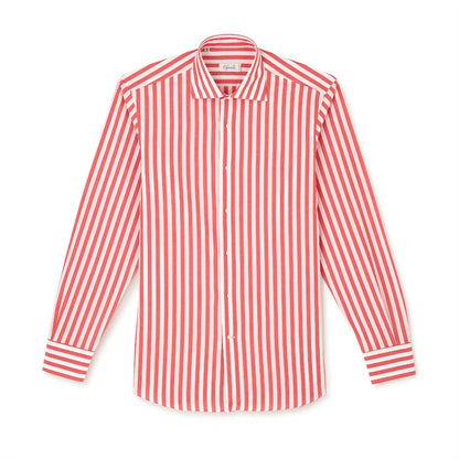 Chemise blanche &amp; rouge en coton à rayures