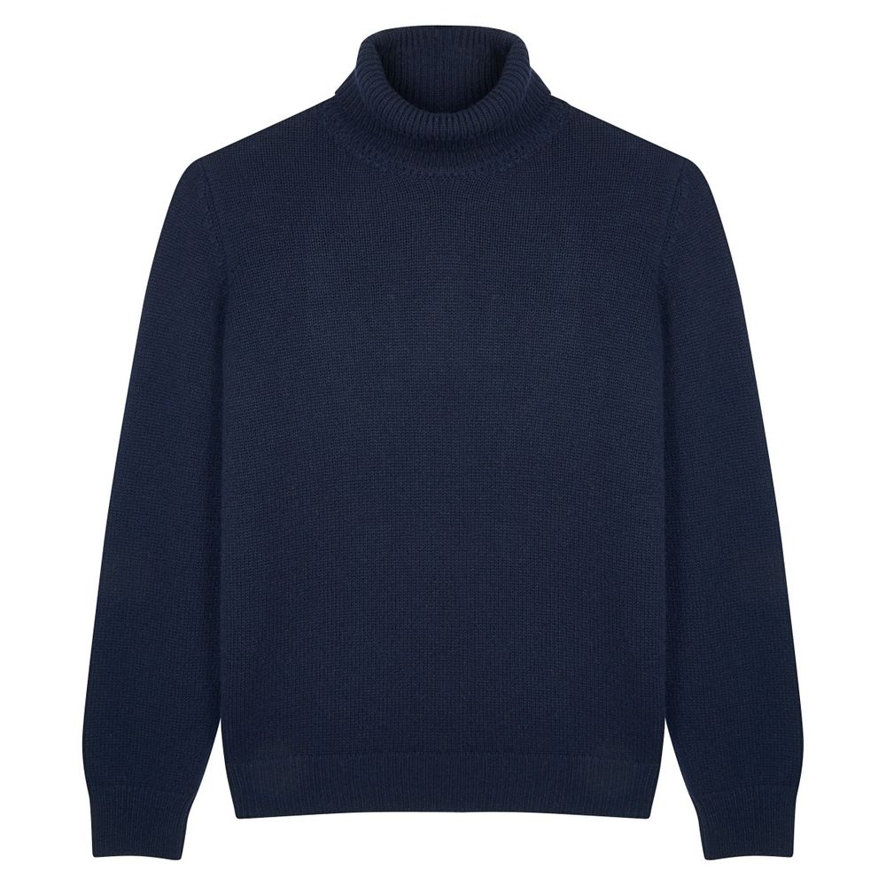 Pull col roulé en cachemire bleu marine